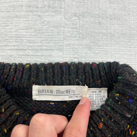 Vintage 90s Brain MacNEIL Sweater Size Medium Brown Pull Over Boho Geometric - Picture 3 of 5